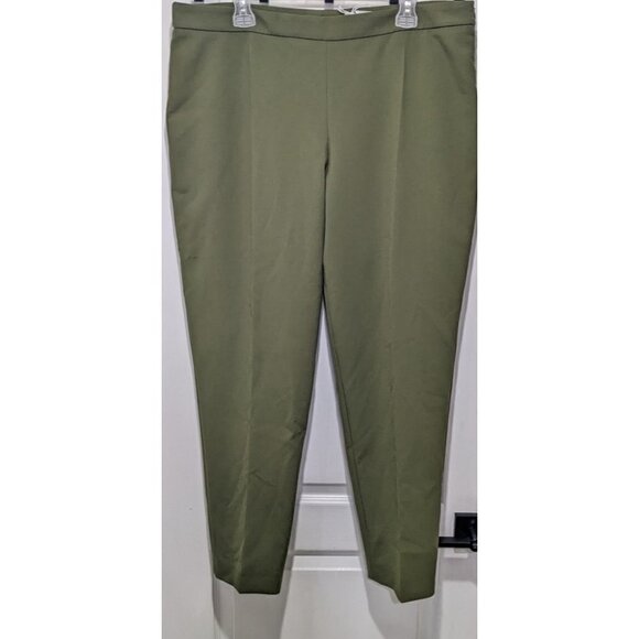 New Hugo Boss | Tiluna Side-Zip 2 Slim-Leg Ponte Cropped Trousers in Green - Picture 3 of 9